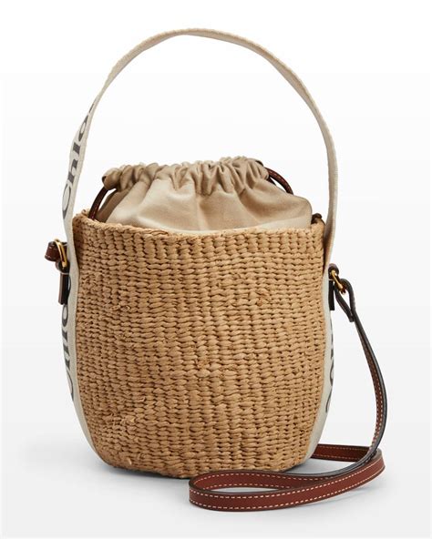 chloe straw bucket bag